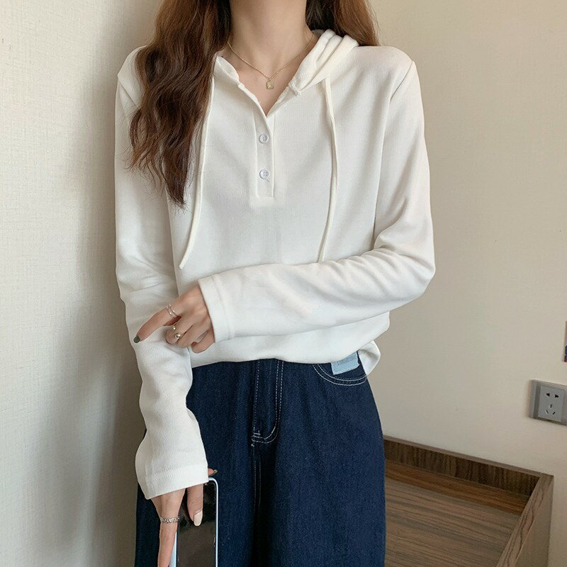 鹽系連帽衛衣女長袖秋季薄款潮ins韓版寬松顯瘦港味chic初秋上衣