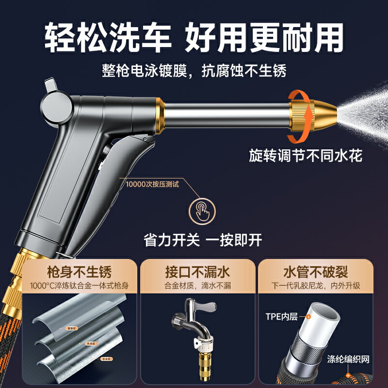 高壓力噴水槍洗車專用自動伸縮水管軟管2025新款增壓家用沖洗地面