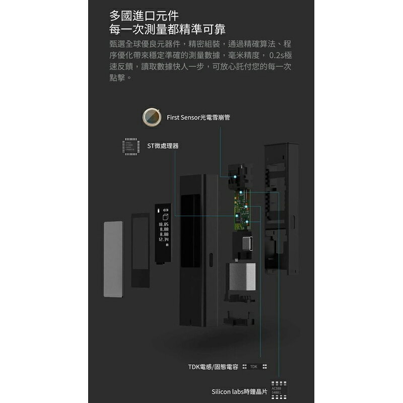 強強滾生活 小米有品-DUKA 杜克LS5激光測距儀高精度 LS5觸屏款(40米) 雷射測距儀 工具 2