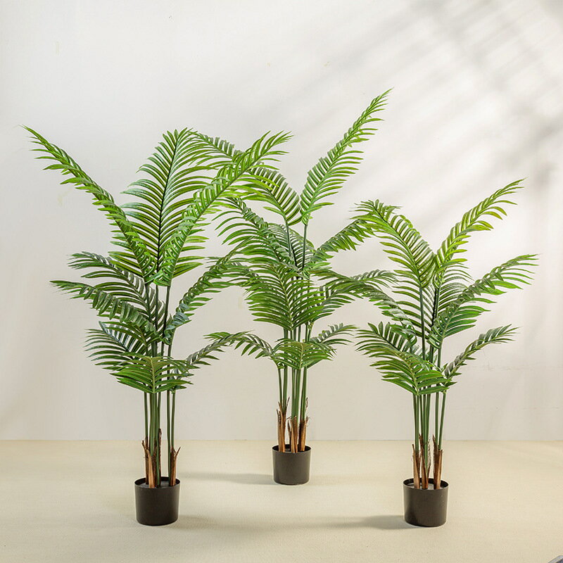 模擬綠植 發財樹 仿真植物 盆栽 盆景跨境專供模擬散尾葵 大型模擬樹鳳尾葵植物盆景綠植居家客廳裝飾