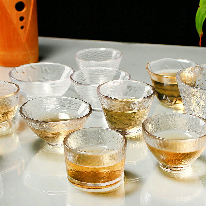 日式玻璃清酒壺套裝古風家用酒具白酒杯一口杯錘紋一兩果酒杯小盞