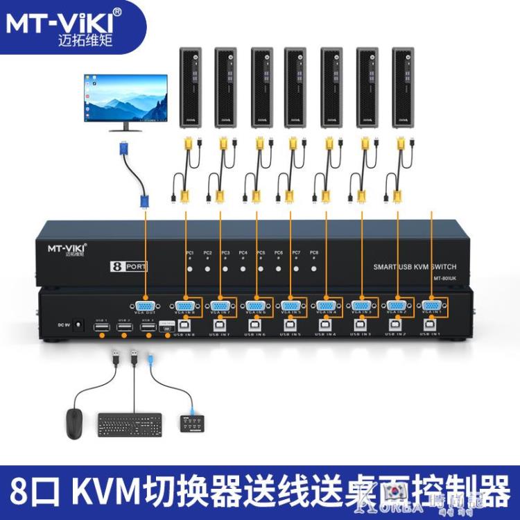 MT-801UK kvm切換器8口電腦切換器機架式usb顯示器屏幕切換器共享器多電腦【青木鋪子】