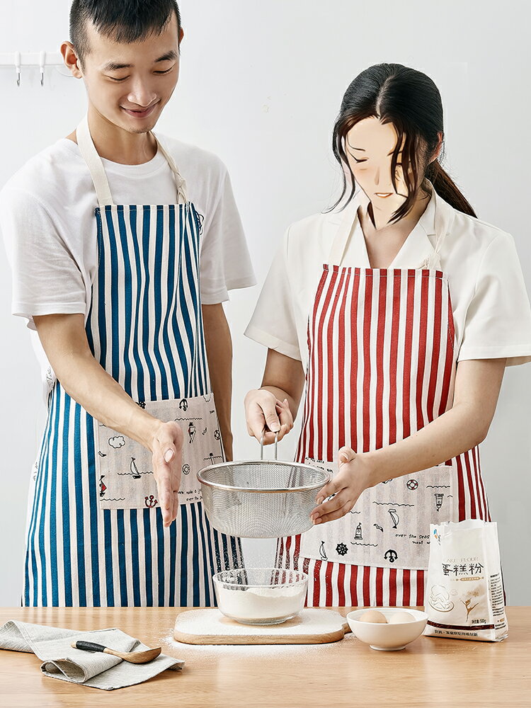 優購生活 日式圍裙家用廚房專用防油罩衣可愛日系餐廳男女士工作服夏季薄款
