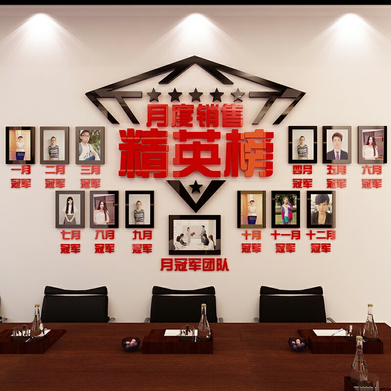 精英榜團隊勵志3d立體墻貼辦公室裝飾佈置貼紙公司文化墻裝飾貼畫