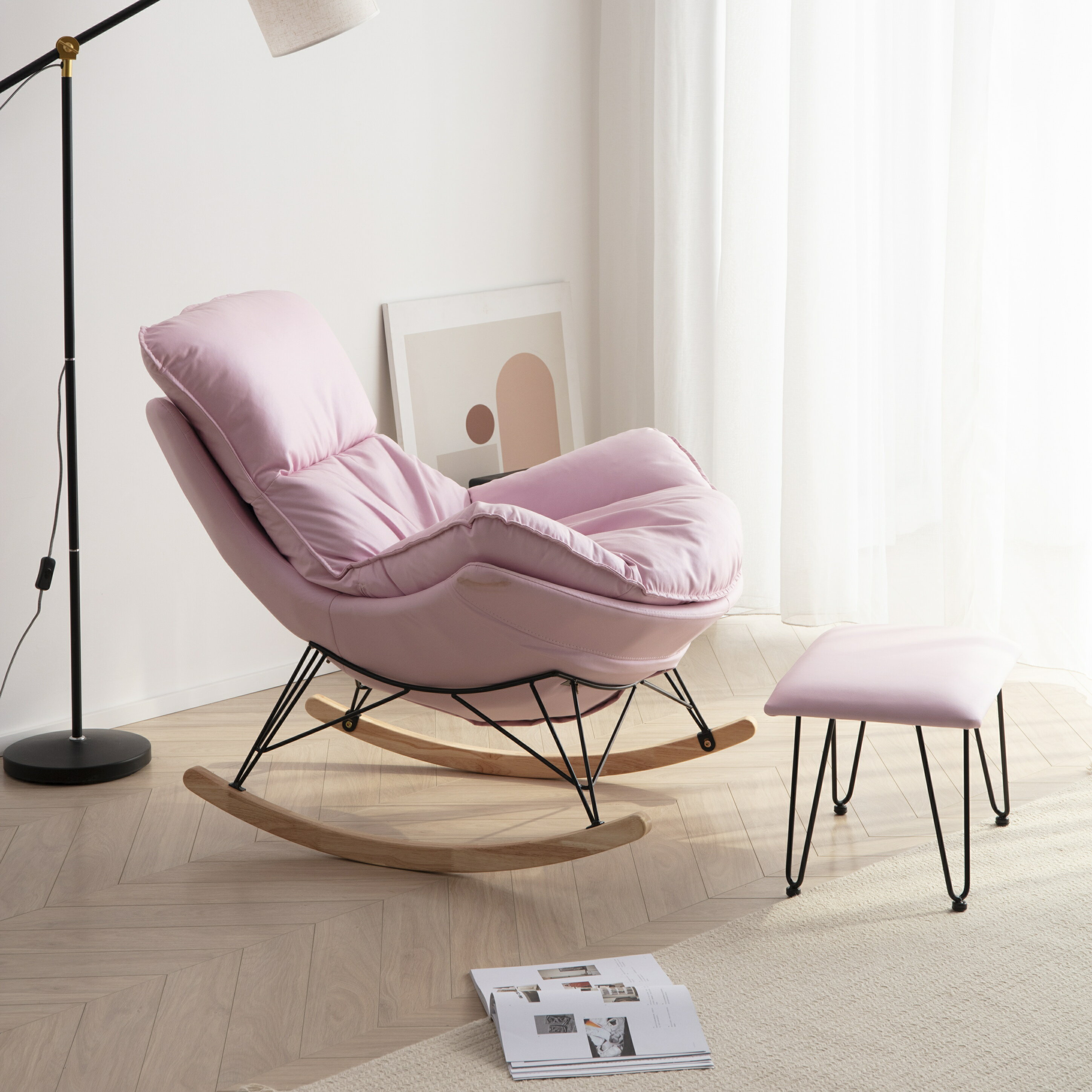 躺椅 搖搖椅 午睡椅 北歐家用搖搖椅大人陽台休閒皮躺椅客廳龍蝦椅逍遙椅網紅懶人沙發【MJ21702】