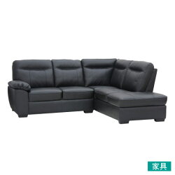 ◎半皮左躺椅L型沙發 STONE BK NITORI宜得利家居