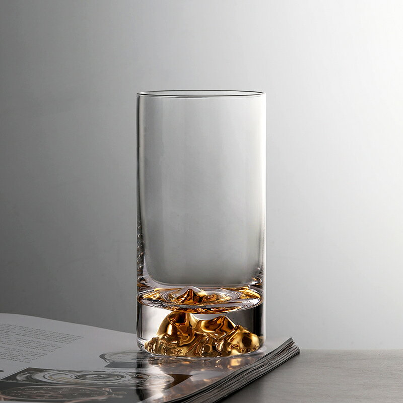 日式觀山綠茶杯水晶玻璃杯透明單層水杯男士加厚個性家用泡茶杯子