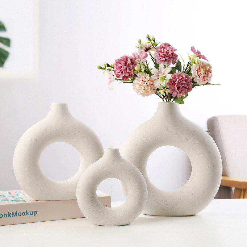 創意陶瓷花瓶擺件客廳花器幾何造型餐桌麵玄關家居裝飾擺件