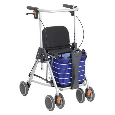 日本幸和TacaoF助行器KWAW07(藍色條紋)帶輪型助步車 步行輔助車 助行椅