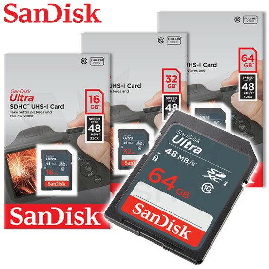 SANDISK Ultra SD Class10 UHS-I 讀取/寫入速度高達 48MB/s 記憶卡