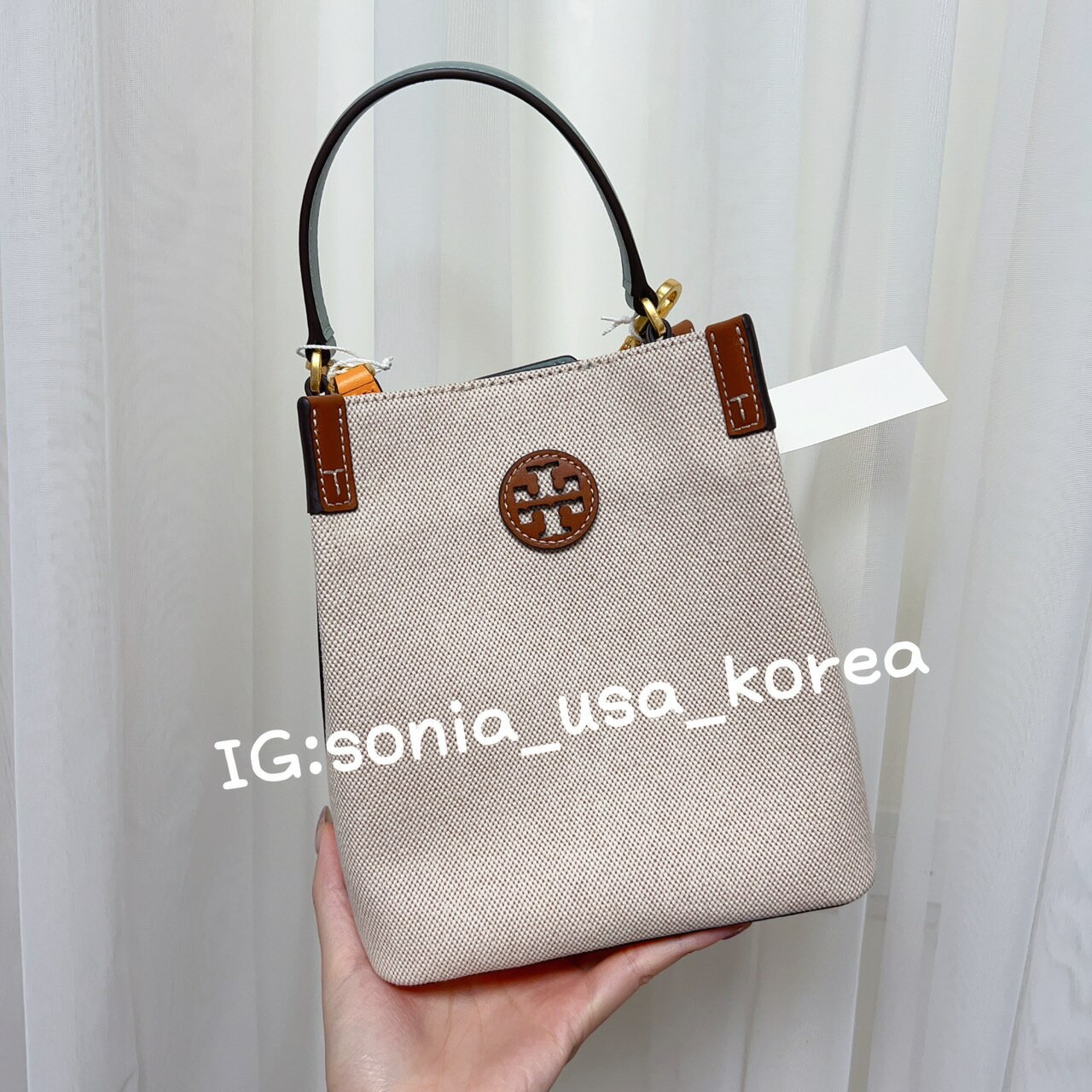 🌈sonia_usa_korea-Tory Burch TB 帆布水桶單肩包