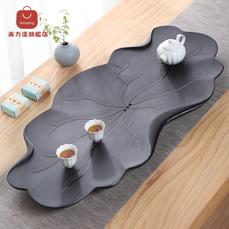 茶盤 茶臺 茶桌 功夫茶具 天然烏金石茶盤家用簡約2024新款輕奢現代小型辦公室功夫幹泡茶臺 八折下殺 特價出 可開發票