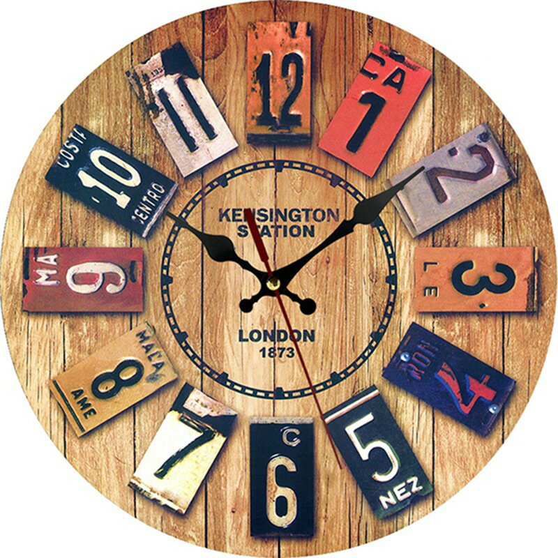 跨境爆款鐘表 歐式創意木質時鐘 定制客廳臥室裝飾圓形掛鐘