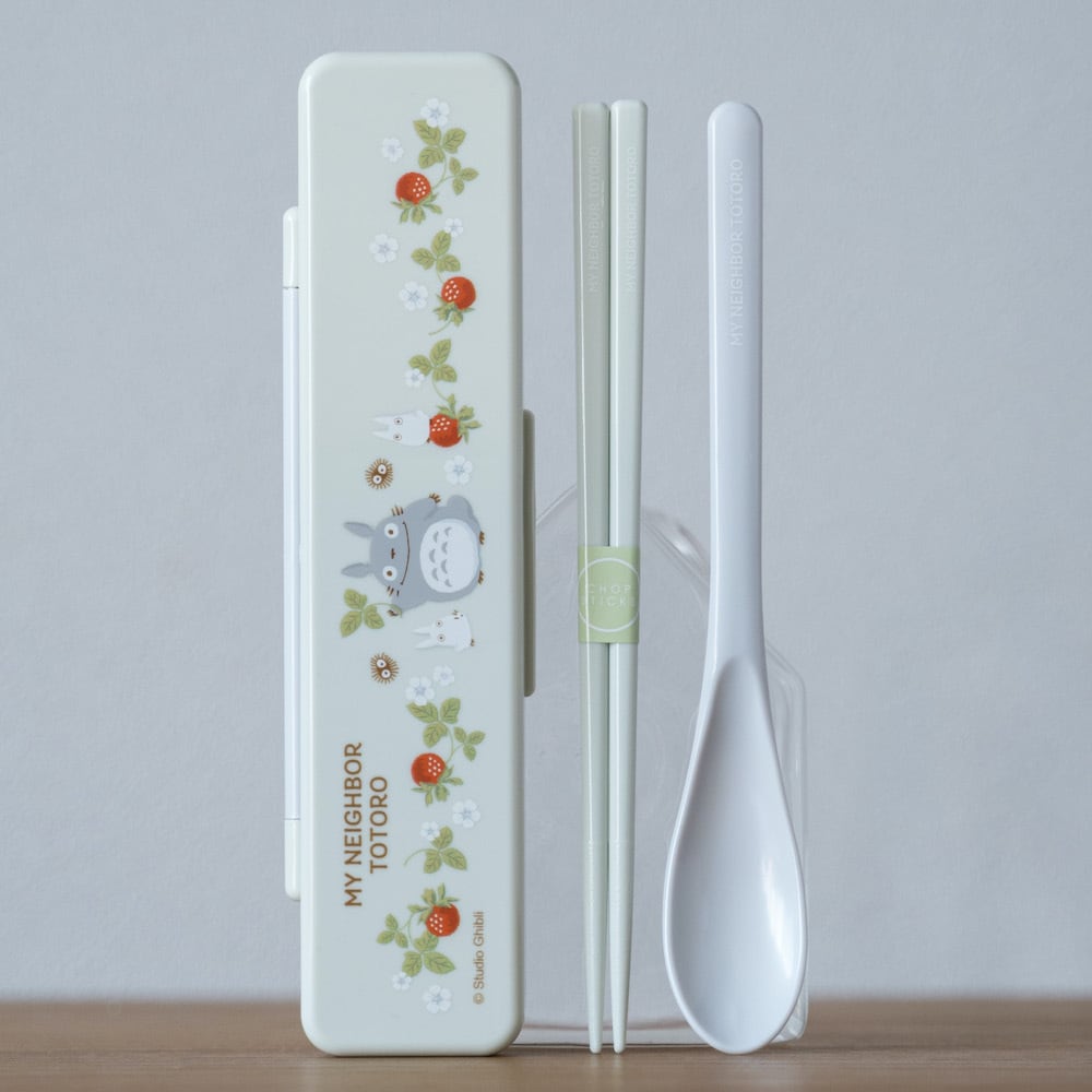 真愛日本 宮崎駿 吉卜力 龍貓木莓果 日本製 抗菌 靜音盒 湯筷組 湯匙 筷子 筷 匙 餐具 環保餐具 禮物