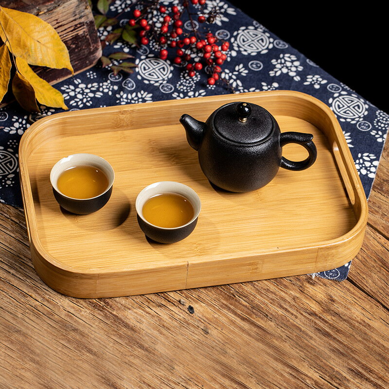 竹製茶盤餐廳手提長托盤日式茶盤茶具托盤