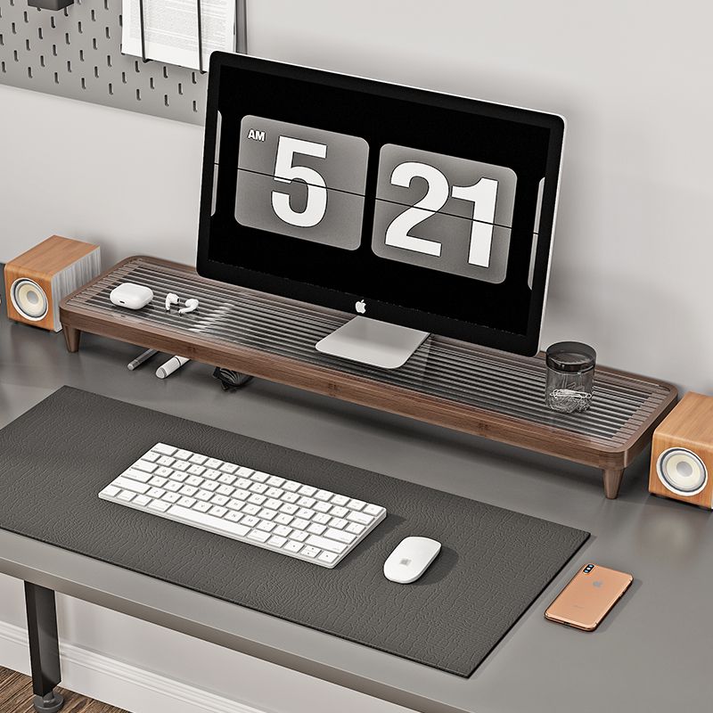 電腦顯示器增高架辦公桌面擱板置物架實木收納托架筆記本支撐架子-快速出貨