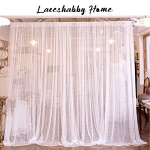 LACESHABBY新款法式復古風格白沙波點小清新蕾絲窗紗窗簾