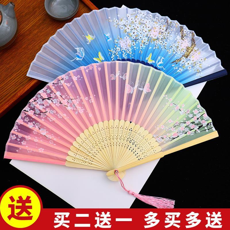 扇子摺扇古風中國風女式漢服旗袍舞蹈兒童學生夏日隨身折疊小巧扇