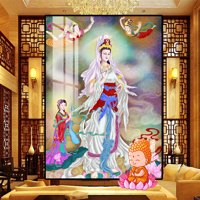 十字繡送子觀音善財童子龍女新款客廳菩薩線繡diy鉆石畫小件
