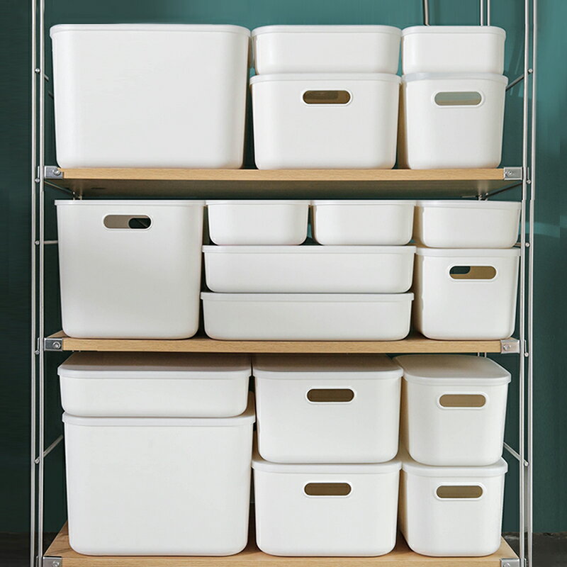 收納箱 家用 帶蓋零食收納盒 宿舍桌面日式儲物盒小號塑料衣服收納筐