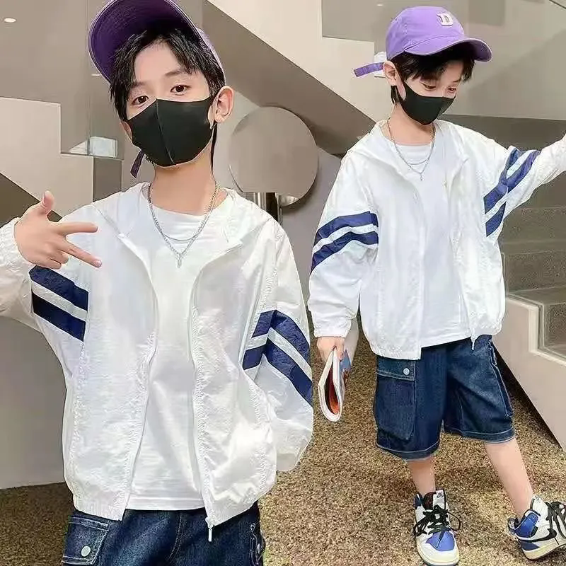 男童防曬衣 中童薄款外套 兒童防曬外套 小男孩透氣外套 男生防曬服 兒童防曬衣 戶外穿運動外套【不二雜貨】
