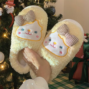 冬季日系少女心居家防滑保暖全包跟棉拖鞋可愛卡通小貓毛絨棉鞋女