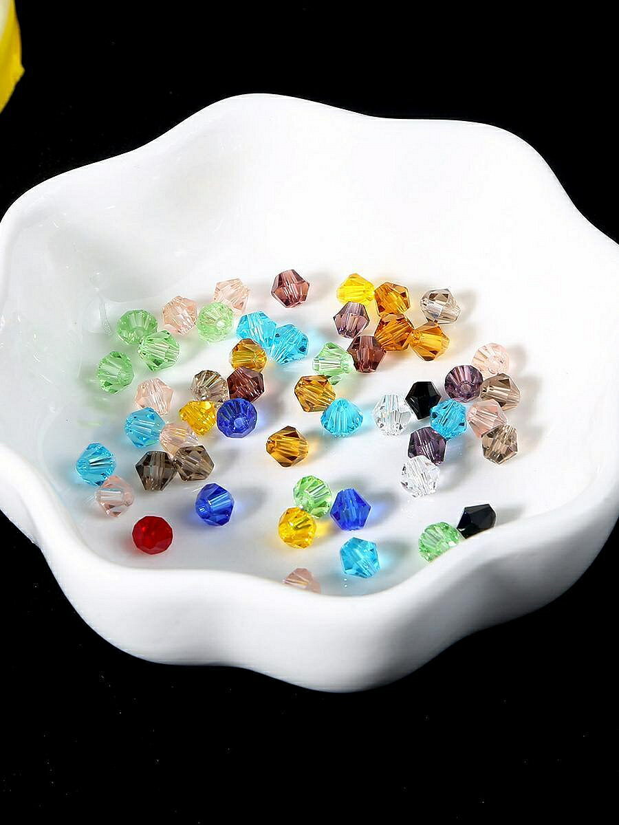項鏈尖珠幻彩菱形珠水晶玻璃手工方形珠diy水晶發飾品配件散珠