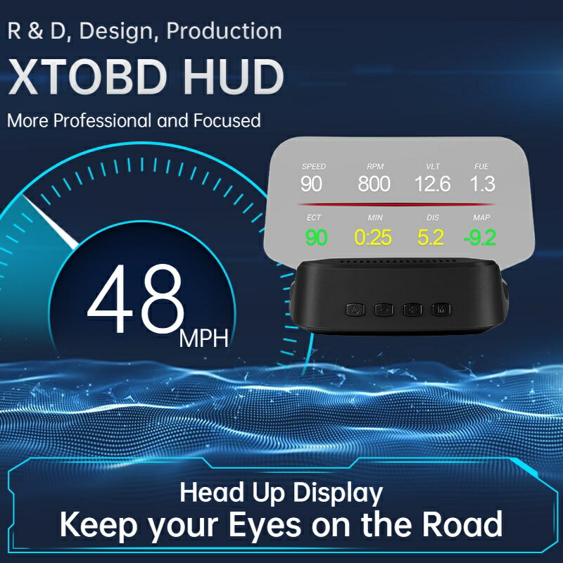 XTOBD工廠直銷 C2抬頭顯示器 導航版 手機連接Google地圖數據 HUD OBD2 GPS 雙系統 抬頭顯示器