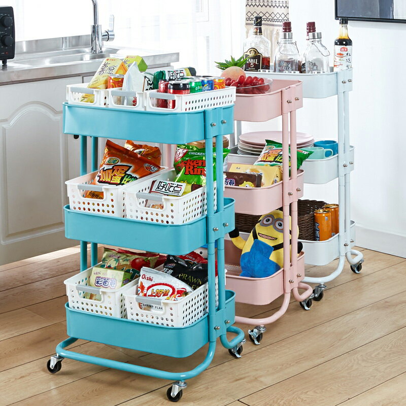 家用小推車置物架嬰兒用品臥室收納架廚房可移動客廳零食儲物架子