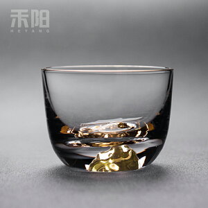 禾陽 玻璃主人杯日式透明酒杯純手工杯子藏金杯高顏值水晶玻璃杯