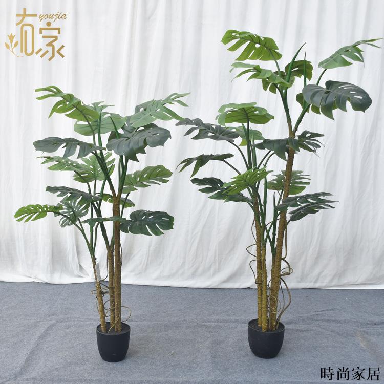 免運 附發票 工廠直銷 模擬樹 模擬擺件 綠植外貿大型落地模擬綠植龜背竹盆栽家居櫥窗擺件仿真植物龜背樹假樹WW0720