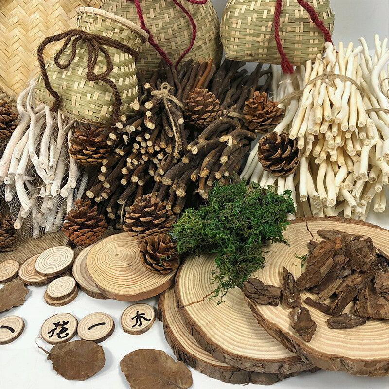 幼兒園墻面裝飾樹枝掛飾環境創設diy圓木材料森系田園風環創擺件