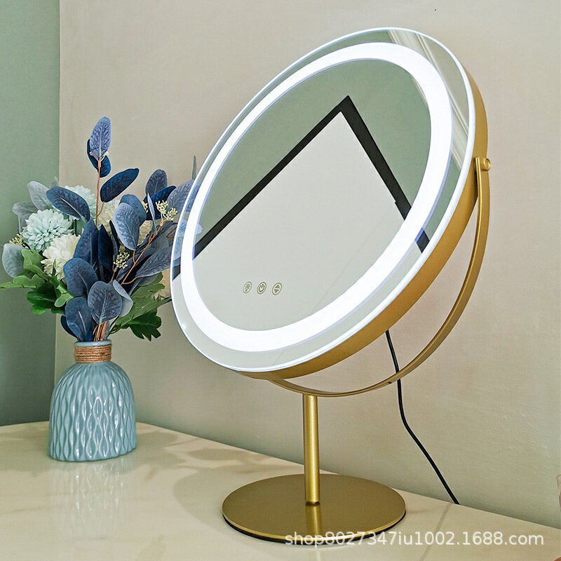圓形臺式led化妝鏡 帶燈高檔梳妝鏡 智能感應觸控化妝補光鏡子