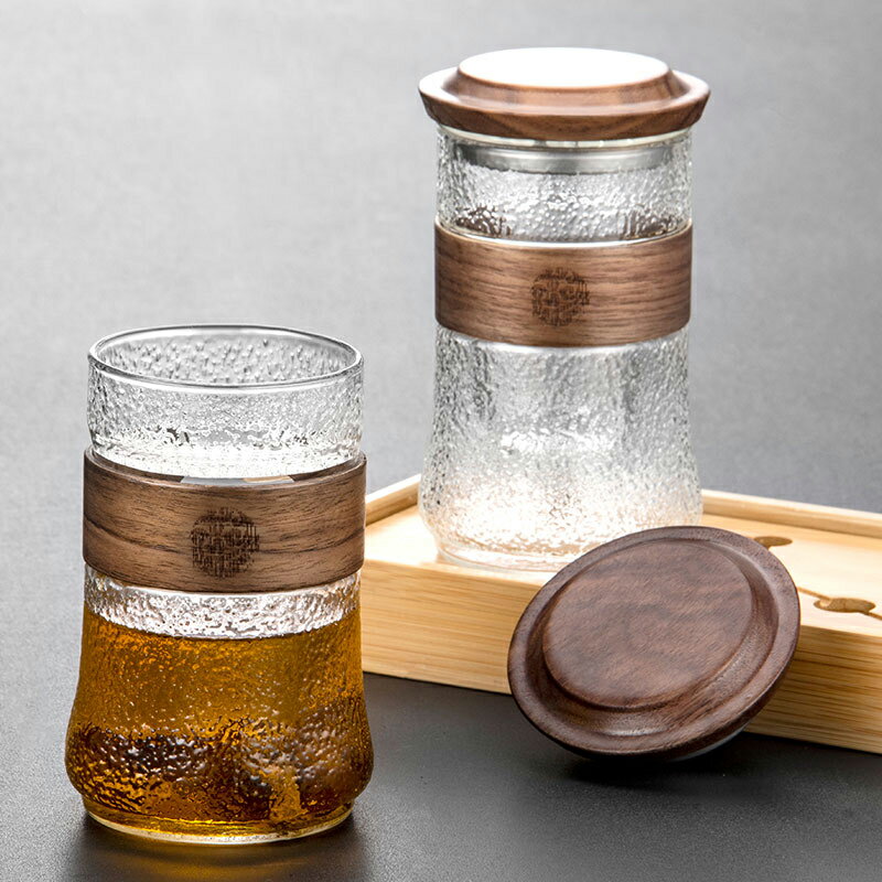 個性耐熱玻璃杯防燙竹圍泡茶杯辦公室茶水分離茶漏過濾花茶綠茶杯