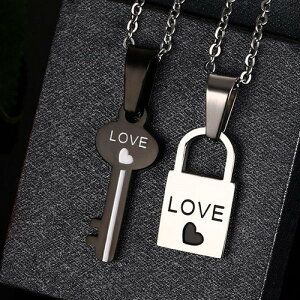 情侶鑰匙對鍊 不銹鋼心鎖鑰匙項鍊 LOVE 鈦鋼 情人節禮物 生日 沂軒精品 F0043