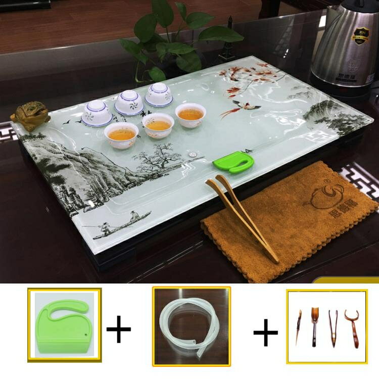 琉璃簡約功夫托盤茶具套裝排水式托盤 家用茶台茶托盤單層