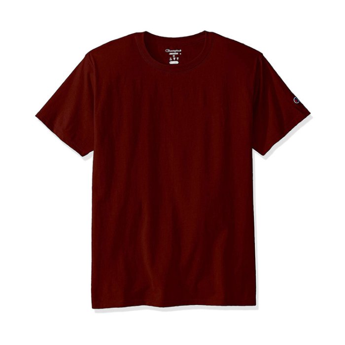 美國百分百【Champion】冠軍 T恤 短袖 T-shirt logo 素T 高磅數 酒紅色 S-XL號 I203