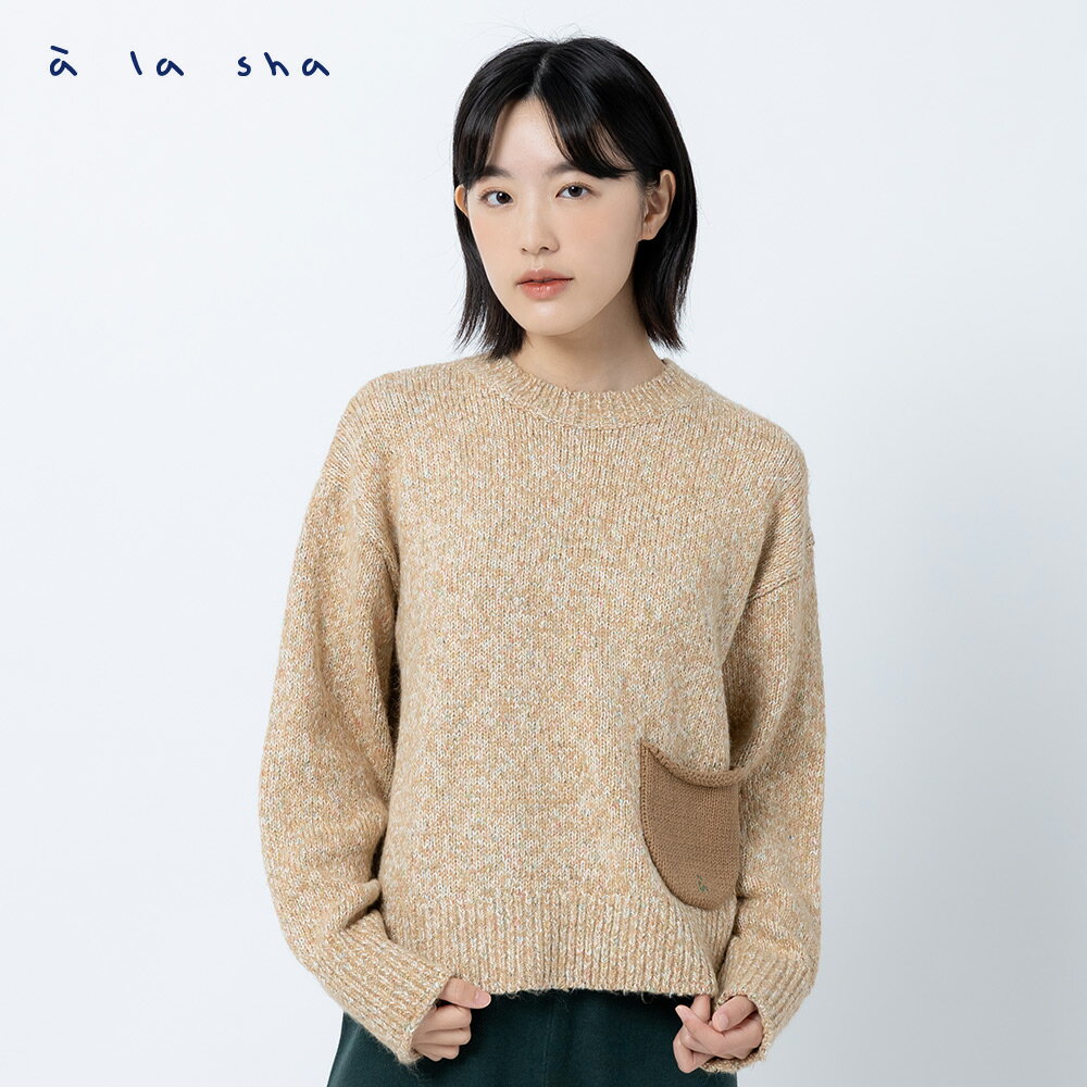 a la sha 花紗落肩針織上衣 1