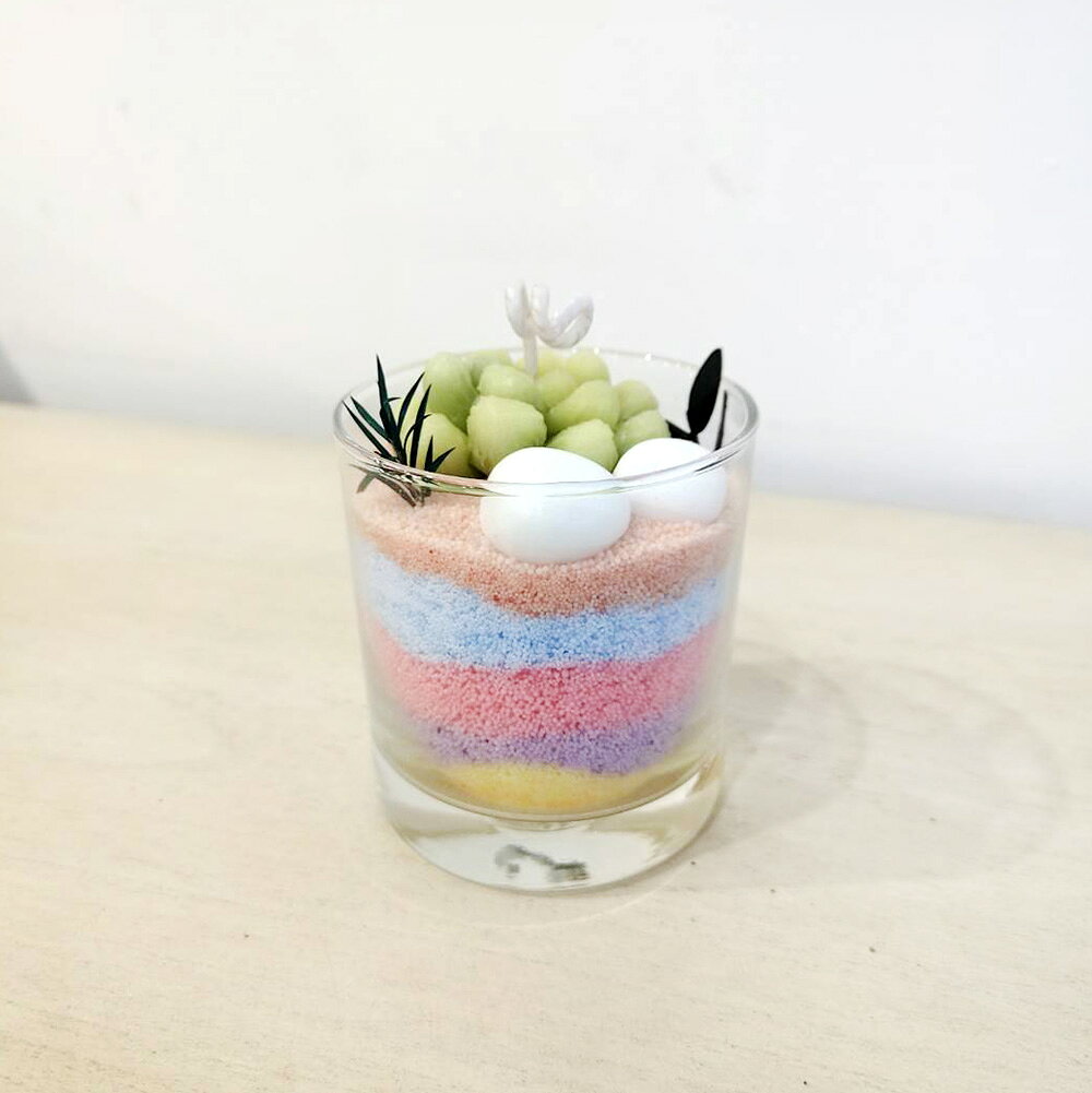 愛蜜麗香氛工作室x覓品竹北手作店-多肉植物香氛蠟燭-淺綠色系-藍龍舌蘭與可可香氣 3