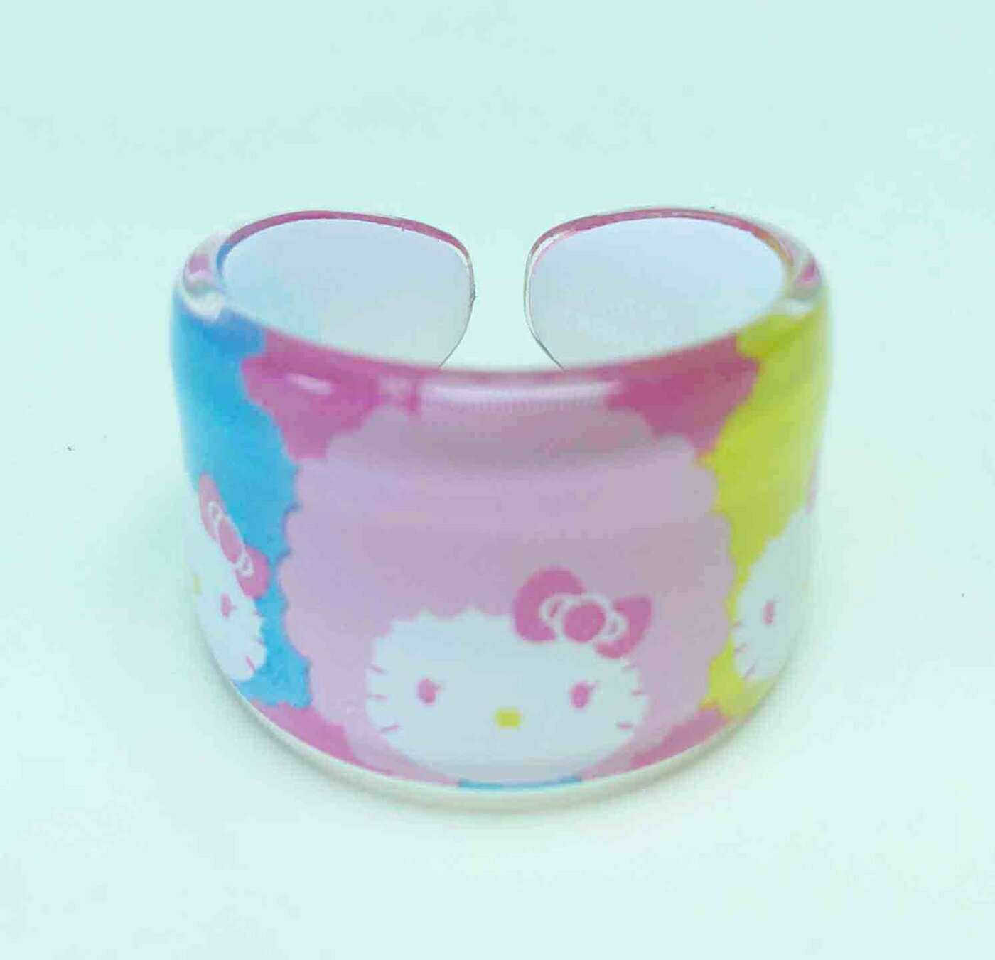 【震撼精品百貨】Hello Kitty 凱蒂貓 塑膠戒指-藍粉黃 震撼日式精品百貨