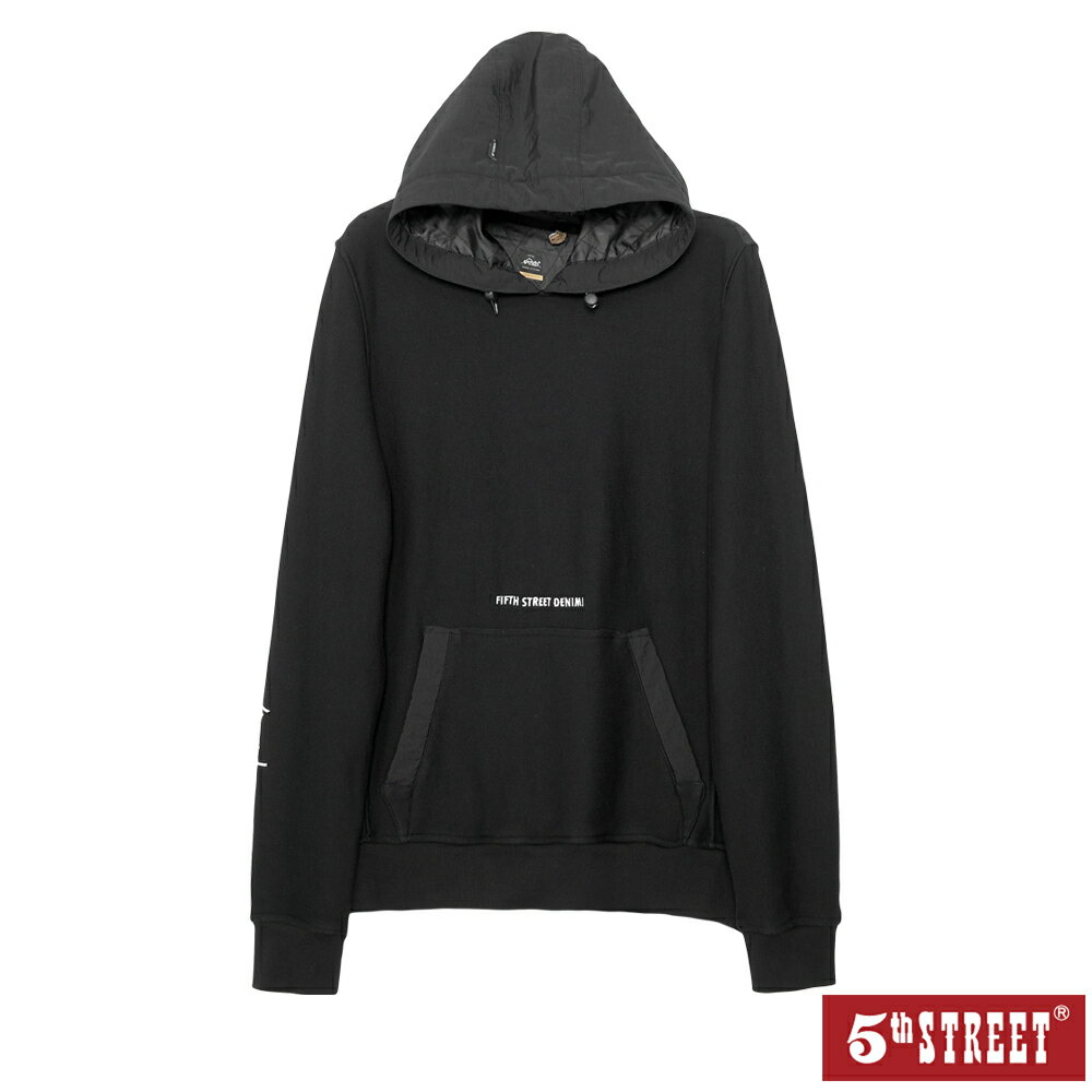 男裝 異材質剪接帽T恤-黑色 (560880) 【5th STREET】【APP下單天天10%回饋】 最高折426 2
