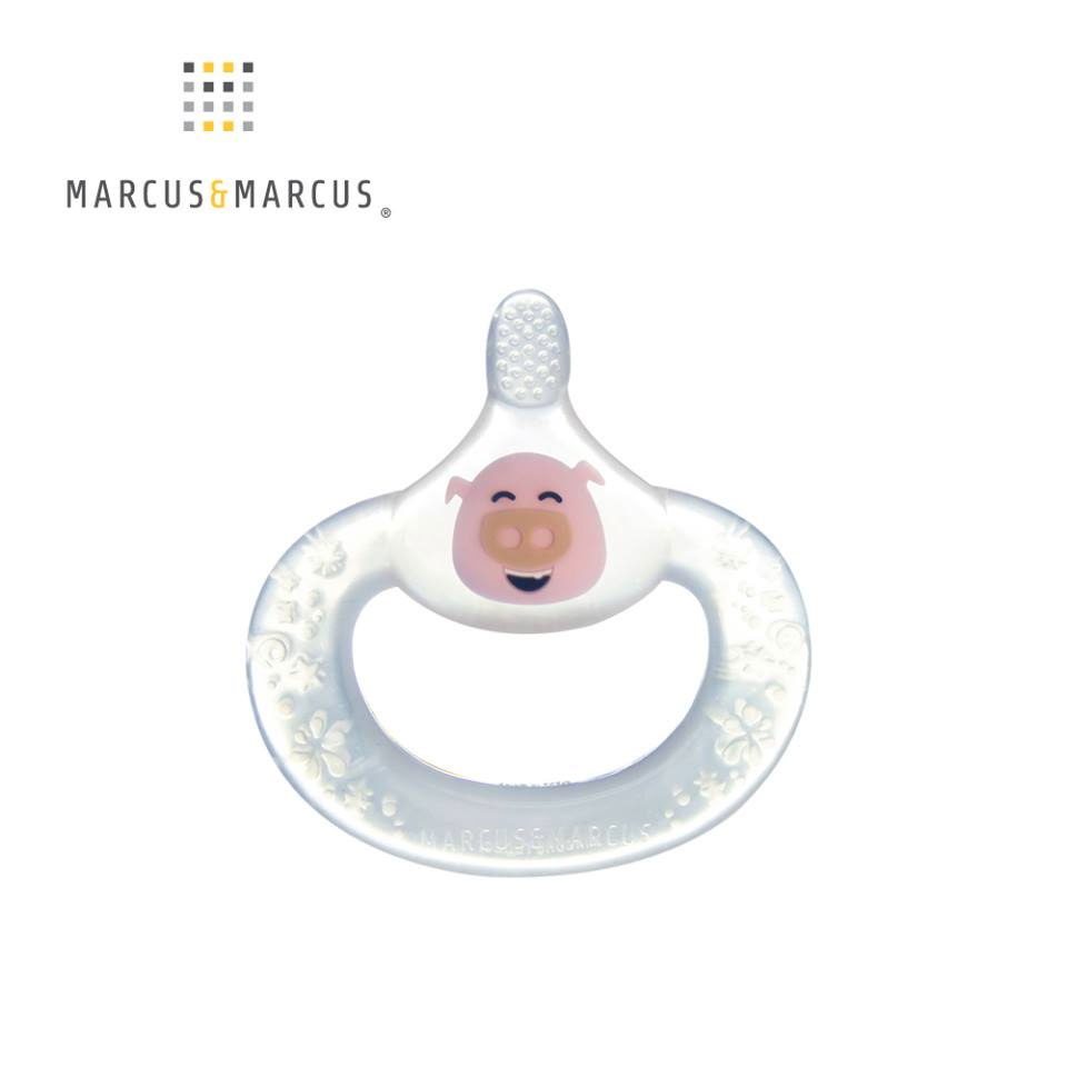 【加拿大 Marcus & Marcus】動物樂園 手握固齒乳牙刷-粉紅豬