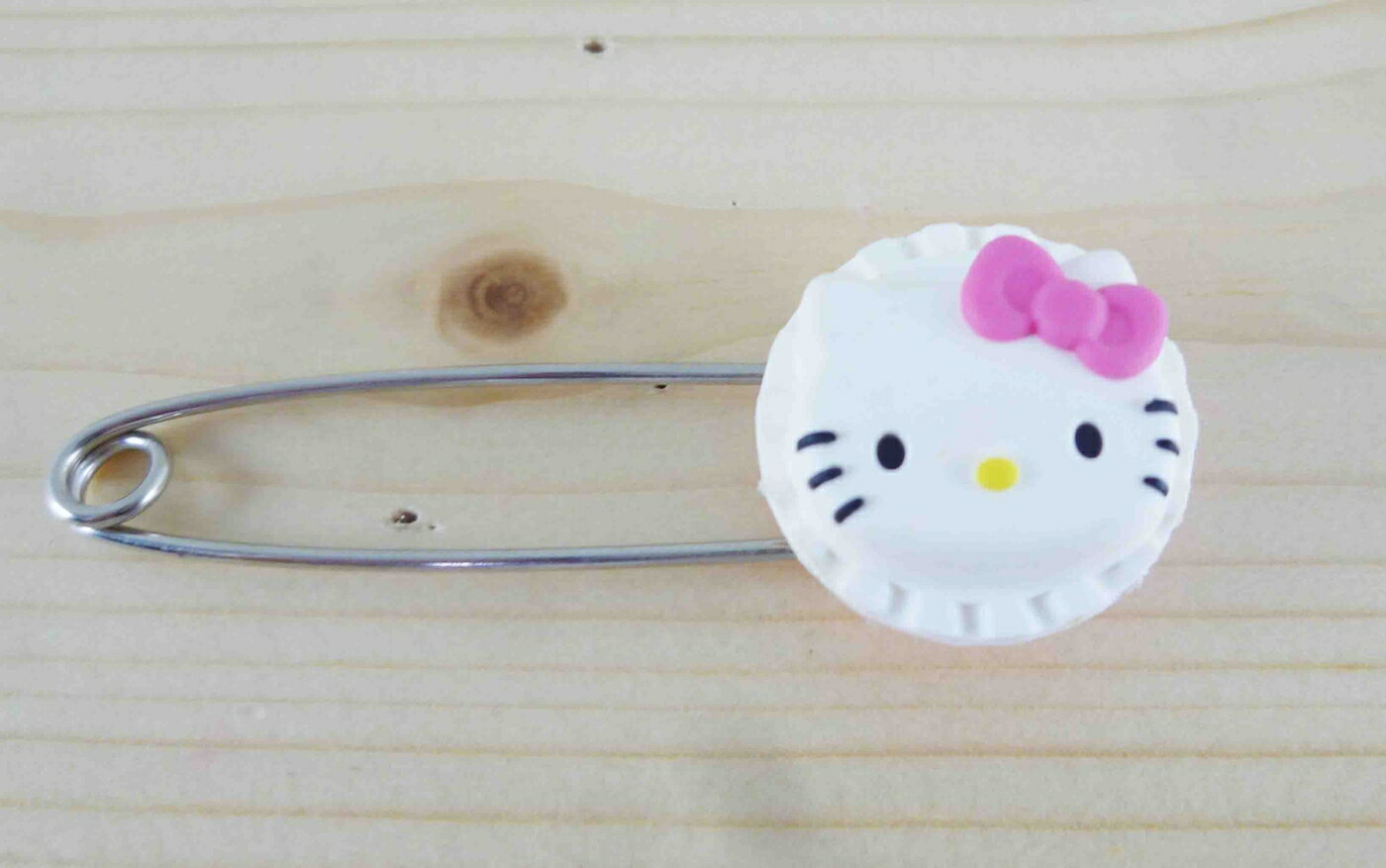 【震撼精品百貨】Hello Kitty 凱蒂貓 KITTY安全別針-大頭圓造型-白色 震撼日式精品百貨