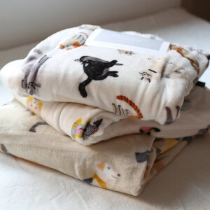 出口美國可愛貓咪狗狗毛毯午睡蓋毯法蘭絨珊瑚絨保暖床單兒童毯子