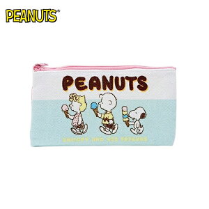 冰淇淋款【日本正版】史努比 帆布 扁筆袋 M號 鉛筆盒 筆袋 收納包 Snoopy PEANUTS - 295095