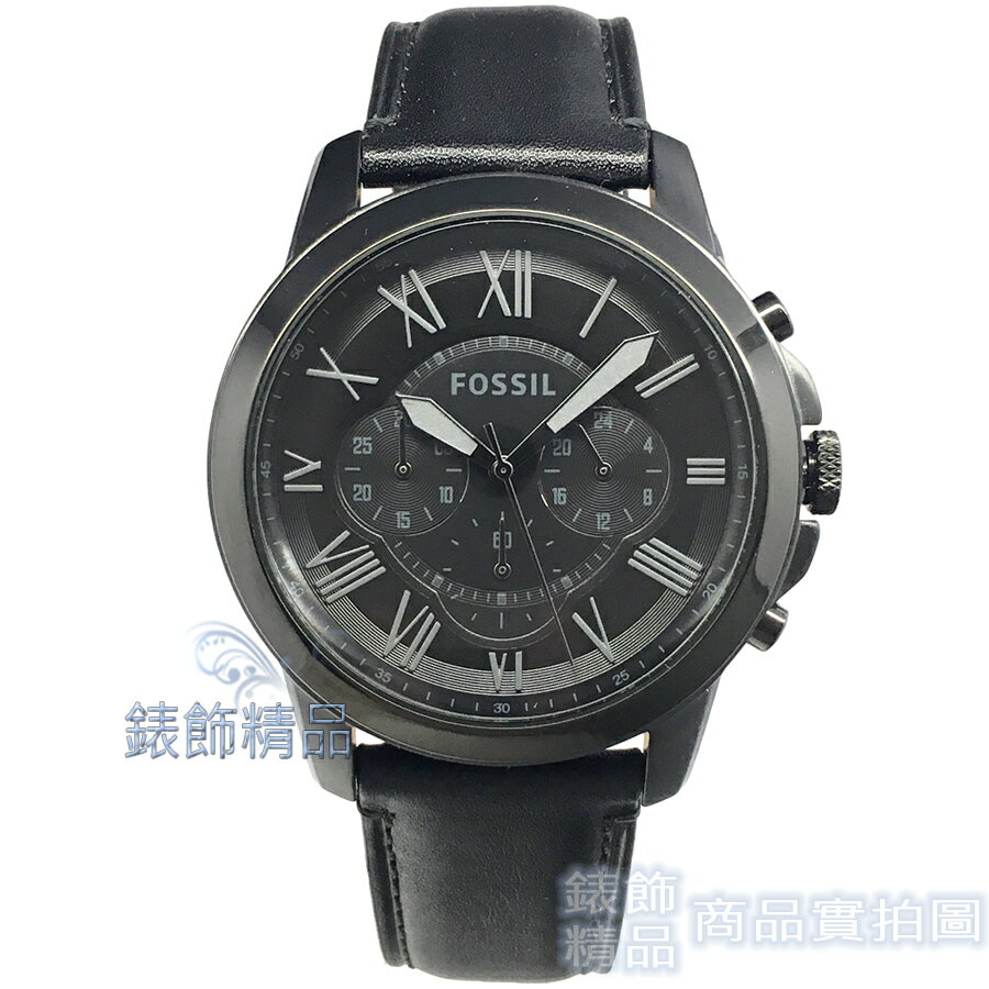 FOSSIL 手錶 FS5132 黑面 黑框 黑色錶帶 44mm 男錶【錶飾精品】