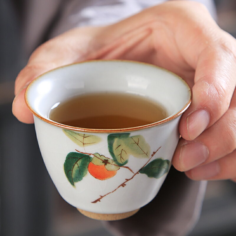 汝窯主人杯茶杯開片陶瓷品茗杯汝瓷茶具冰裂可養功夫茶杯個人單杯