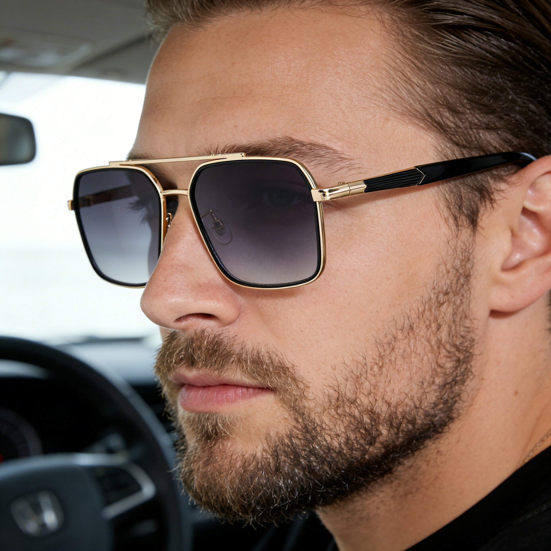 新款歐美時尚方框駕駛墨鏡男防曬太陽鏡男sunglasses