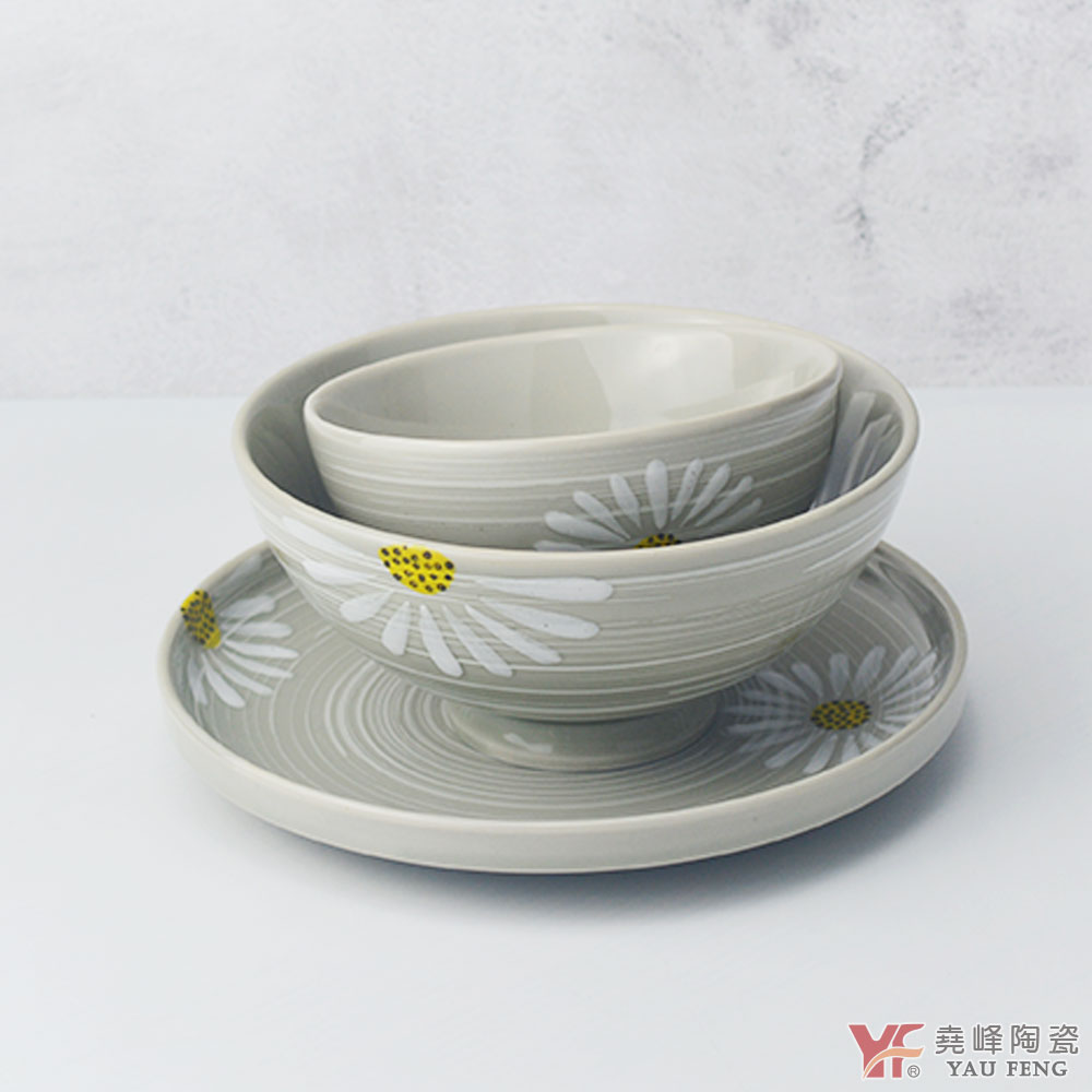 【堯峰陶瓷】日式餐具 三島花系列 單入 4.75吋碗 | 6吋羅紋碗 | 7.2吋涼菜盤 | 7.5吋荷口四方盤| 沙拉碗 | 水果碗 | 冰品碗