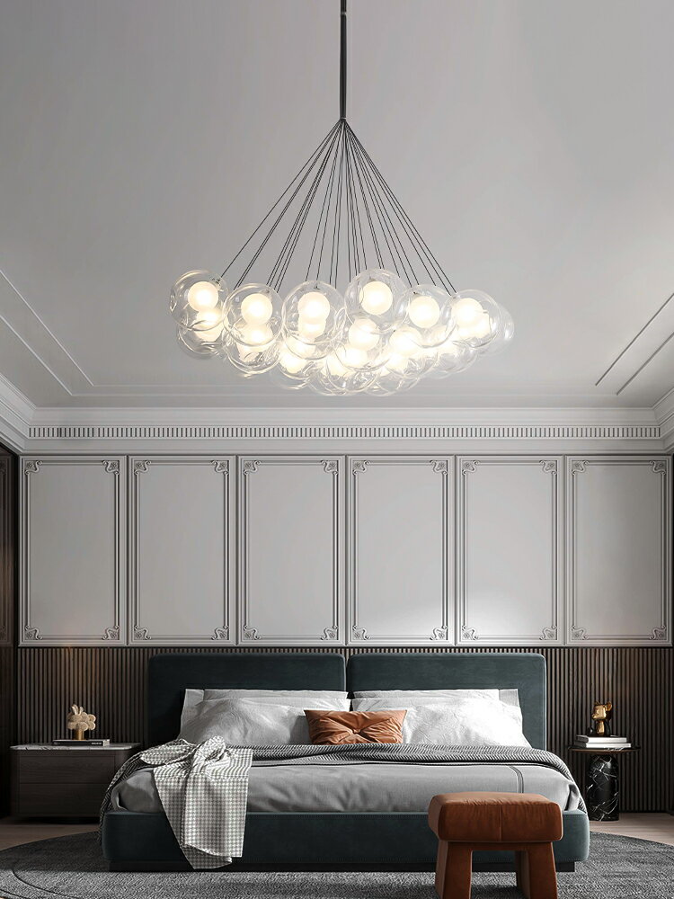 北歐ins風輕奢臥室燈現代簡約創意服裝店裝飾燈玻璃泡泡球吊燈